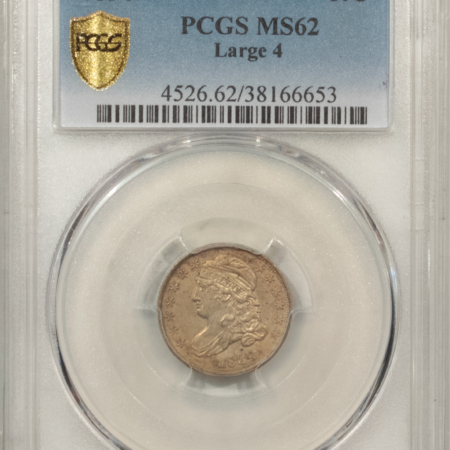 Capped Bust Dimes 1834 CAPPED BUST DIME, LARGE 4 – PCGS MS-62, FRESH AND ORIGINAL!