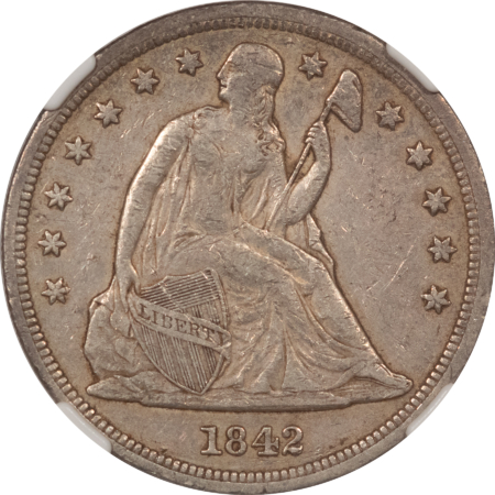 Liberty Seated Dollars 1842 $1 SEATED LIBERTY DOLLAR – NGC XF-45