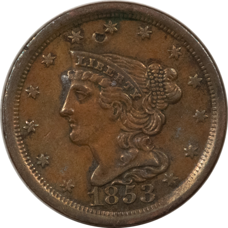 Braided Hair Half Cents 1853 BRAIDED HAIR HALF CENT – HIGH GRADE EXAMPLE BUT WITH DAMAGE!