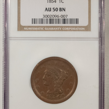 Braided Hair Large Cents 1854 BRAIDED HAIR LARGE CENT – NGC AU-50 BN