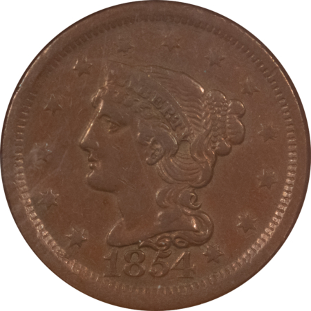 Braided Hair Large Cents 1854 BRAIDED HAIR LARGE CENT – NGC AU-50 BN