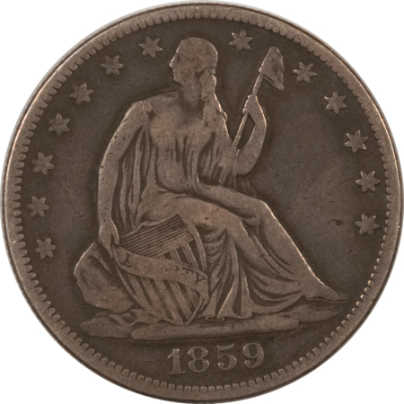 Liberty Seated Halves 1859 SEATED LIBERTY HALF DOLLAR – PLEASING CIRCULATED EXAMPLE!