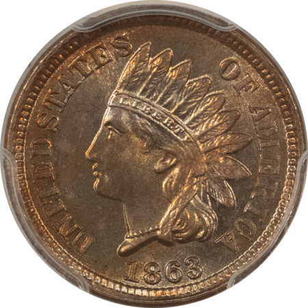 Indian 1863 INDIAN CENT – PCGS MS-65, REALLY PRETTY GEM!