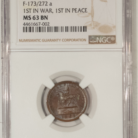 New Store Items 1863 CWT F-173/272A 1ST IN WAR, 1ST IN PEACE – NGC MS-63 BN, PRETTY!