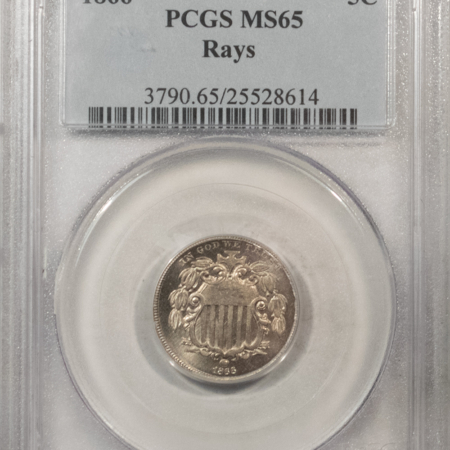 New Certified Coins 1866 SHIELD NICKEL, RAYS – PCGS MS-65, PL OBVERSE! WOW!