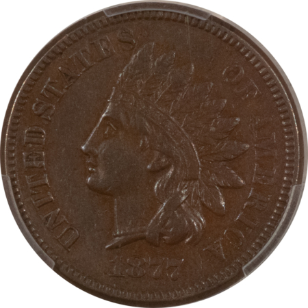 Indian 1877 INDIAN CENT – PCGS AU-50 BN, SUPER ORIGINAL AND KEY-DATE!