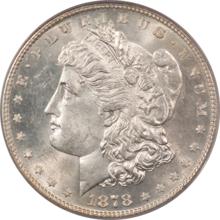 Morgan Dollars 1878 7/8TF $1 MORGAN DOLLAR, STRONG – PCGS MS-63 OGH, PQ, FRESH WHITE & CHOICE!