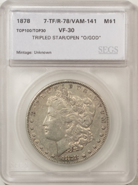 Morgan Dollars 1878 7TF/R-78/VAM-141 $1 MORGAN DOLLAR – VERY FINE! POPULAR VAM!