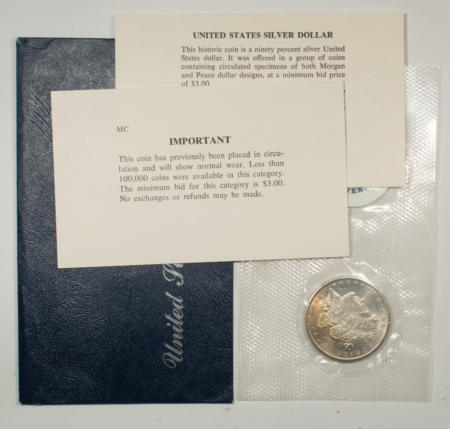 Morgan Dollars 1878-CC $1 MORGAN DOLLAR GSA BLUE SOFT PACK – ATTRACTIVE BRILLIANT UNCIRCULATED!