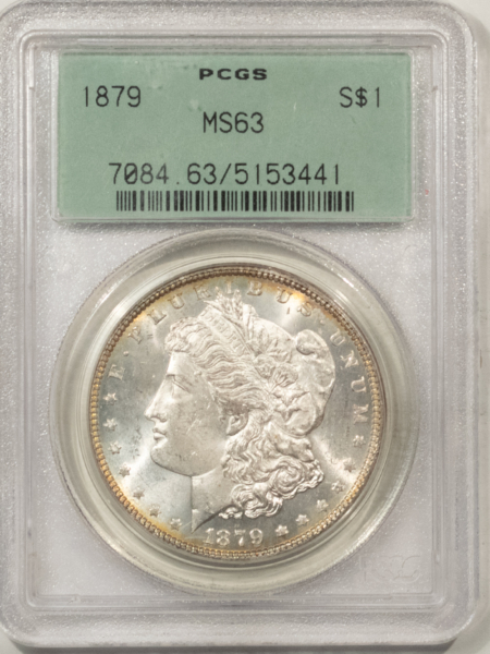 Morgan Dollars 1879 $1 MORGAN DOLLAR – PCGS MS-63, OLD GREEN HOLDER, CHOICE & PREMIUM QUALITY!