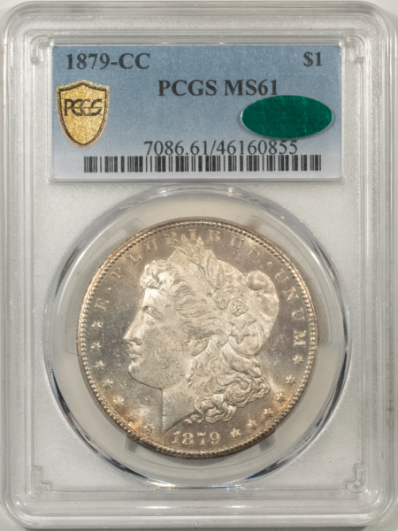 CAC Approved Coins 1879-CC $1 MORGAN DOLLAR – PCGS MS-61 PREMIUM QUALITY, CARSON CITY, CAC APPROVED