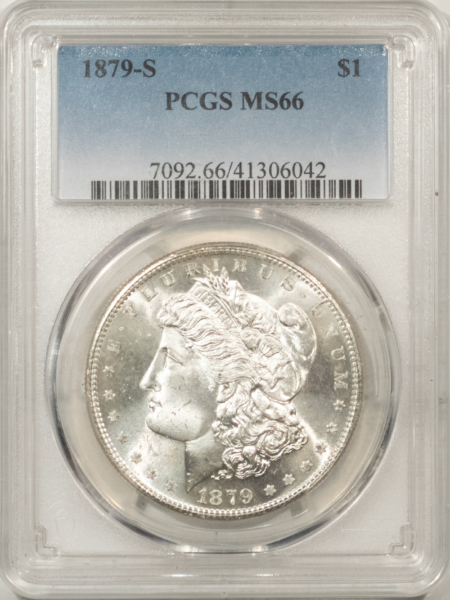 Morgan Dollars 1879-S $1 MORGAN DOLLAR – PCGS MS-66, BLAST WHITE!