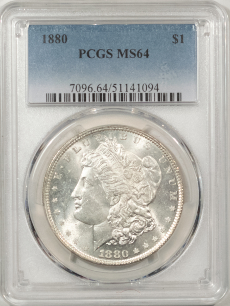 Morgan Dollars 1880 $1 MORGAN DOLLAR – PCGS MS-64, BLAST WHITE