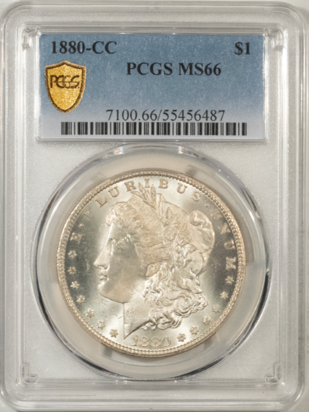 Morgan Dollars 1880-CC $1 MORGAN DOLLAR – PCGS MS-66, BLAST WHITE, CARSON CITY!