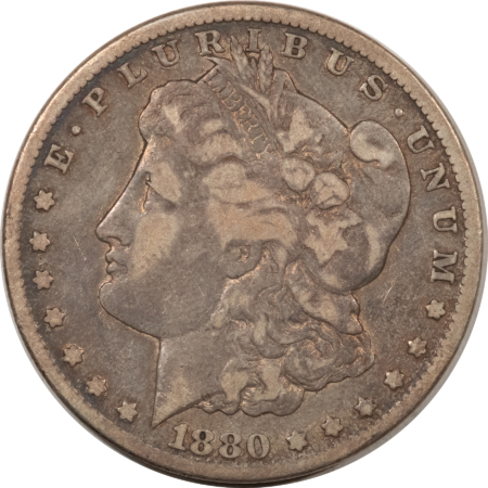 Morgan Dollars 1880-CC $1 MORGAN DOLLAR, REV OF 1878 – PLEASING CIRCULATED EXAMPLE, CARSON CITY