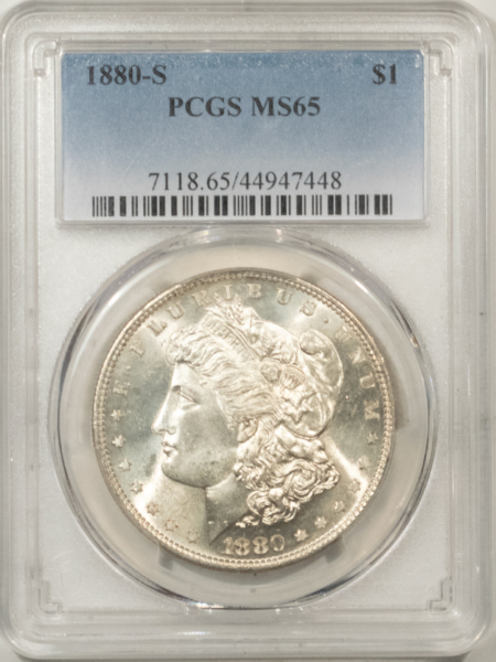 Morgan Dollars 1880-S $1 MORGAN DOLLAR – PCGS MS-65, BLAST WHITE!