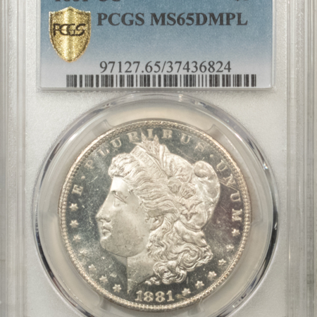 Morgan Dollars 1881-CC $1 MORGAN DOLLAR – PCGS MS-65 DMPL, SNOW WHITE & VERY DEEP MIRRORS!