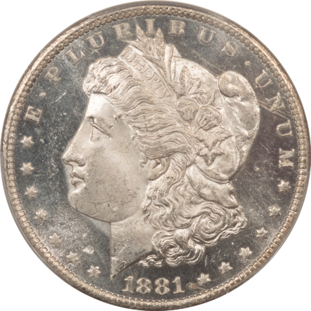 Morgan Dollars 1881-CC $1 MORGAN DOLLAR – PCGS MS-65 DMPL, SNOW WHITE & VERY DEEP MIRRORS!