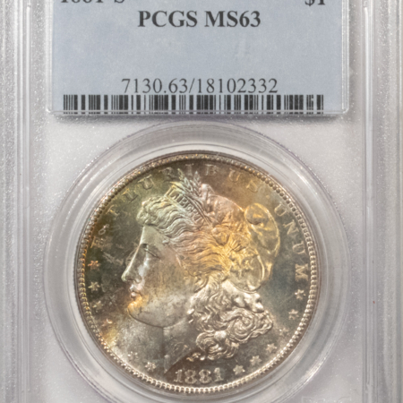 Morgan Dollars 1881-S $1 MORGAN DOLLAR – PCGS MS-63, PRETTY COLOR!