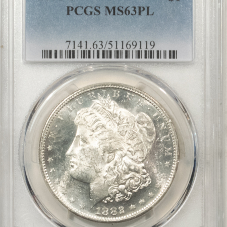 Morgan Dollars 1882-S $1 MORGAN DOLLAR – PCGS MS-63 PL, WHITE, NICE MIRRORS!