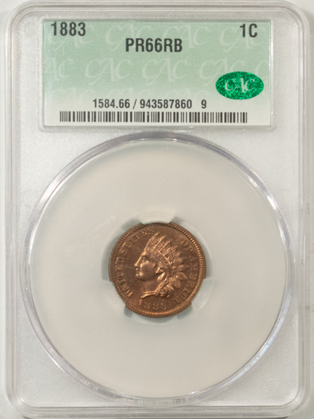 CAC Approved Coins 1883 PROOF INDIAN CENT – CACG PR-66 RB, PRISTINE AND PREMIUM QUALITY! CAC!