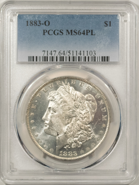 Morgan Dollars 1883-O $1 MORGAN DOLLAR – PCGS MS-64 PL, PROOFLIKE W/ DEEP MIRRORS, GREAT LOOK!