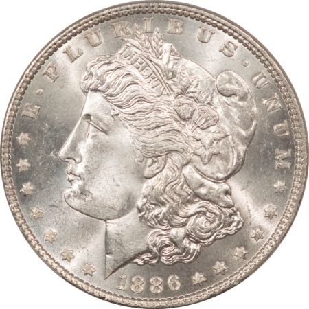 Morgan Dollars 1886 $1 MORGAN DOLLAR – PCGS MS-66, BLAST WHITE!