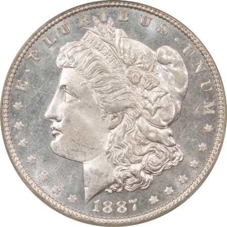 Morgan Dollars 1887 $1 MORGAN DOLLAR – PCGS MS-64 DMPL, OLD GREEN HOLDER, PREMIUM QUALITY!