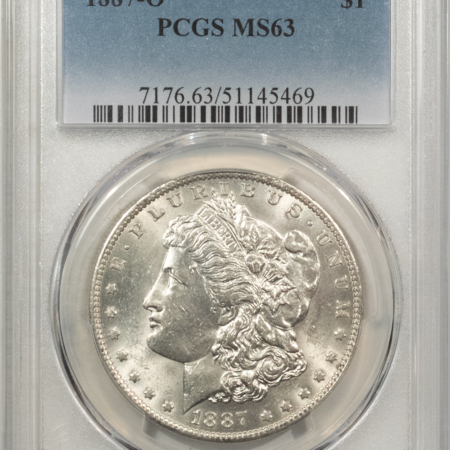 Morgan Dollars 1887-O $1 MORGAN DOLLAR – PCGS MS-63, BLAST WHITE!