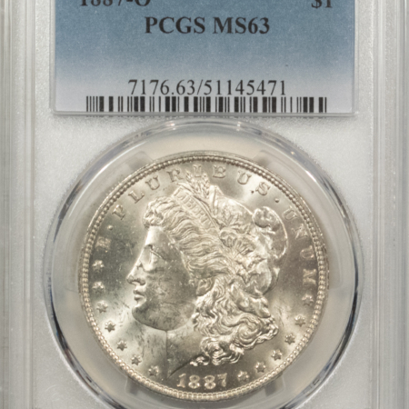 Morgan Dollars 1887-O $1 MORGAN DOLLAR – PCGS MS-63, BLAST WHITE!