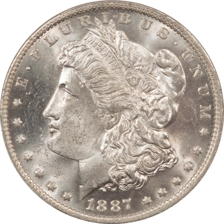 Morgan Dollars 1887-O $1 MORGAN DOLLAR – PCGS MS-63, BLAST WHITE, SEMI PROOFLIKE OBVERSE!