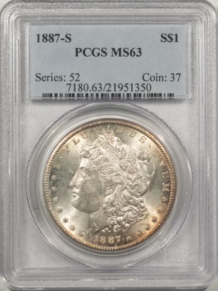 Morgan Dollars 1887-S $1 MORGAN DOLLAR – PCGS MS-63, FRESH & CHOICE!