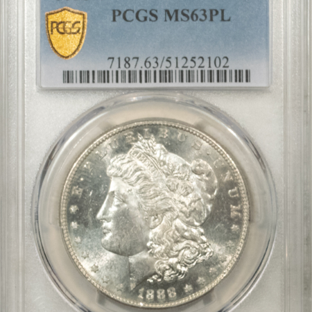 Morgan Dollars 1888-S $1 MORGAN DOLLAR – PCGS MS-63 PL, REALLY SCARCE IN PROOFLIKE!