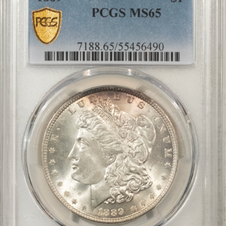 Morgan Dollars 1889 $1 MORGAN DOLLAR – PCGS MS-65, WHITE PREMIUM QUALITY GEM!