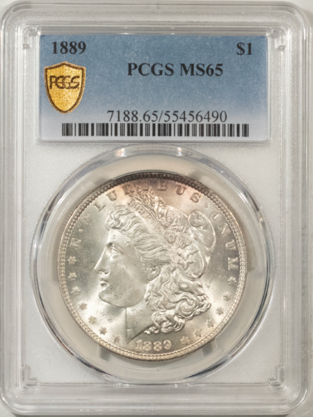 Morgan Dollars 1889 $1 MORGAN DOLLAR – PCGS MS-65, WHITE PREMIUM QUALITY GEM!