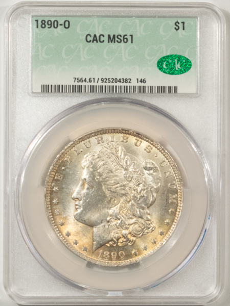 Dollars 1890-O MORGAN DOLLAR, CACG MS-61, ORIGINAL, FLASHY & PQ! CAC!