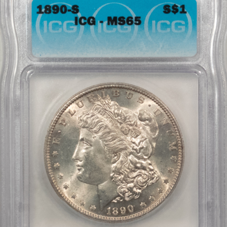 Morgan Dollars 1890-S $1 MORGAN DOLLAR – ICG MS-65, ATTRACTIVE!