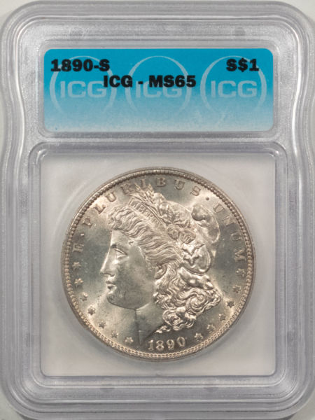 Morgan Dollars 1890-S $1 MORGAN DOLLAR – ICG MS-65, ATTRACTIVE!