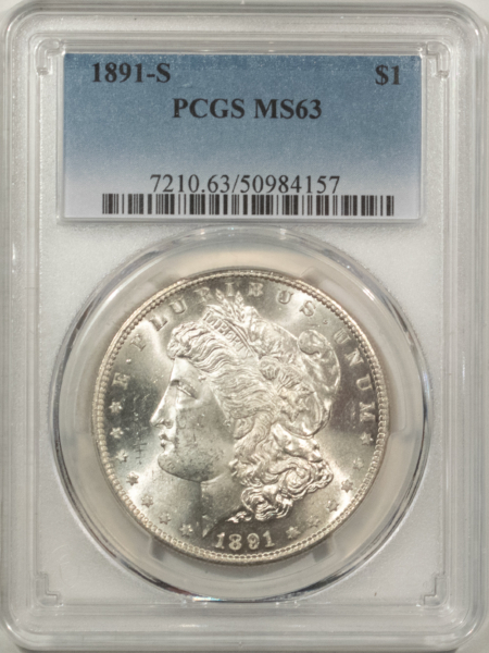 Morgan Dollars 1891-S $1 MORGAN DOLLAR – PCGS MS-63, BLAZING LUSTROUS!