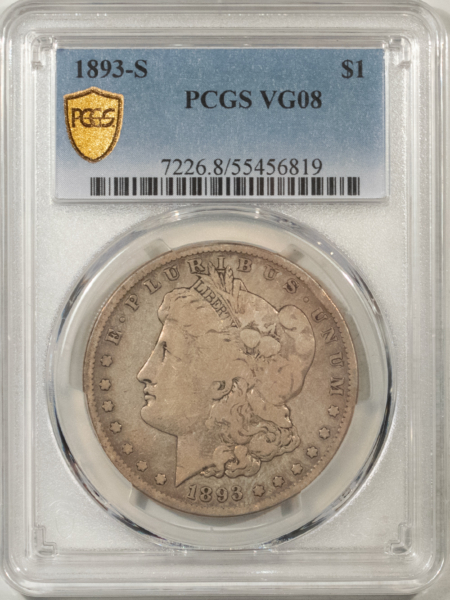 Morgan Dollars 1893-S $1 MORGAN DOLLAR – PCGS VG-8, KEY-DATE!