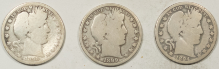 Barber Halves 1894-O 1898-O 1899 BARBER HALF DOLLARS LOT/3 – LOWER-GRADE CIRC W/ MINOR ISSUES!