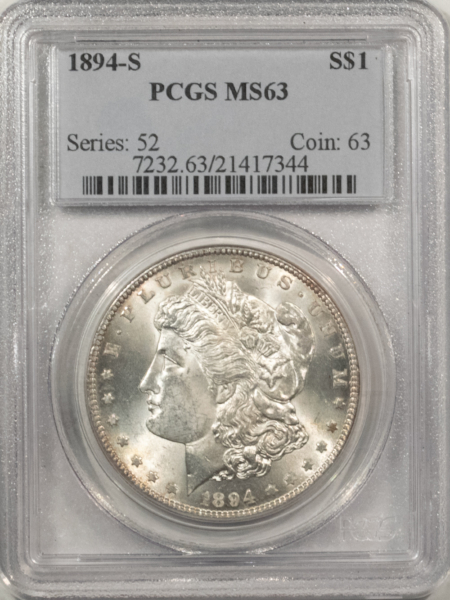 Morgan Dollars 1894-S $1 MORGAN DOLLAR – PCGS MS-63, FRESH & PREMIUM QUALITY!