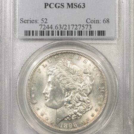 Morgan Dollars 1896-S $1 MORGAN DOLLAR – PCGS MS-63, WHITE & FRESH! TOUGH DATE!