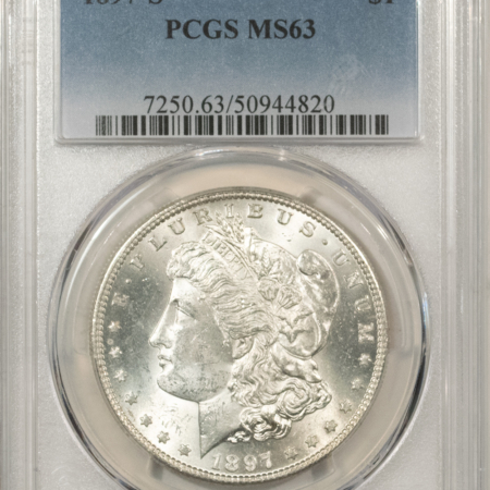 Morgan Dollars 1897-S $1 MORGAN DOLLAR – PCGS MS-63 BLAST WHITE