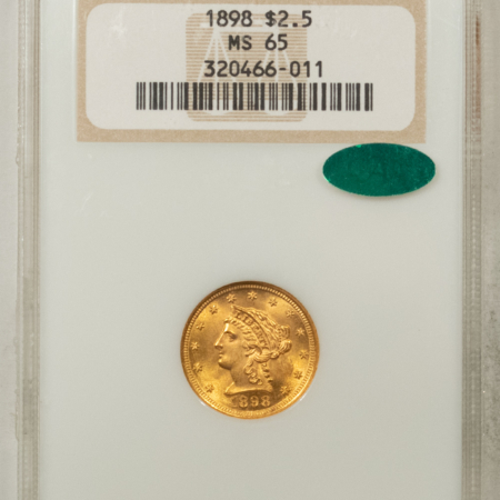 $2.50 1898 $2.50 LIBERTY GOLD QUARTER EAGLE – NGC MS-65, 66 QUALITY, FATTY, PQ, CAC!