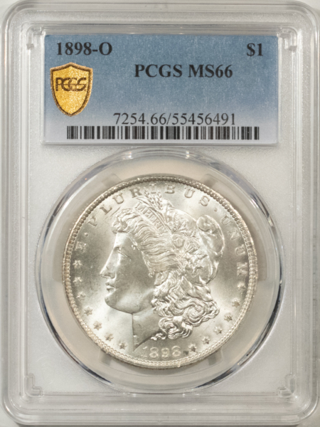 Morgan Dollars 1898-O $1 MORGAN DOLLAR – PCGS MS-66, WHITE & PREMIUM QUALITY!