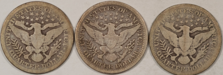 Barber Quarters 1900 1901 1902 BARBER QUARTERS, LOT/3 – CIRCULATED, 1902 IS VG+