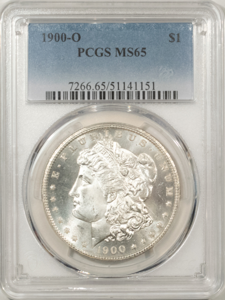 Morgan Dollars 1900-O $1 MORGAN DOLLAR – PCGS MS-65, PREMIUM QUALITY!