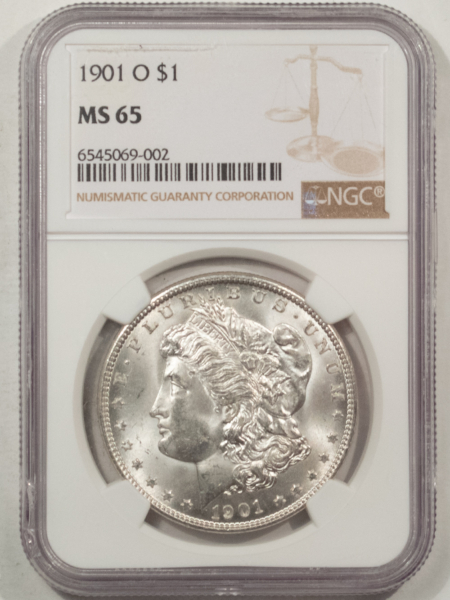 Morgan Dollars 1901-O $1 MORGAN DOLLAR – NGC MS-65, WHITE GEM!