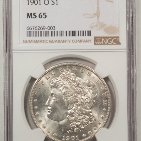 Morgan Dollars 1901-O $1 MORGAN DOLLAR – NGC MS-65, BLAST WHITE!